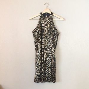 Gold/Black sequin mesh dress polyester lining. NWT